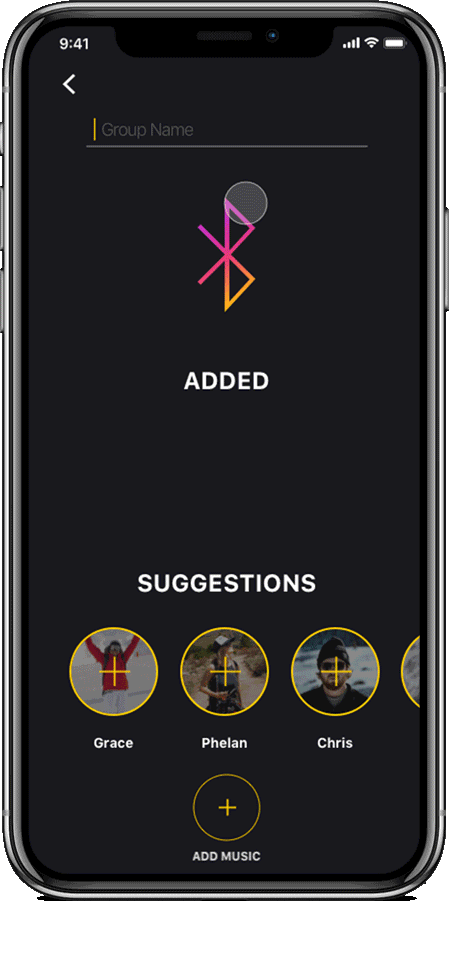 Phone mockup showing create feature